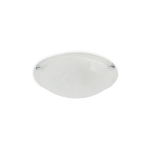 Chester 2 Light E27 Flush Ceiling 30cm Round, Polished Chrome With Frosted Alabaster Glass