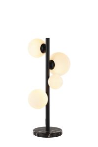 Cisko Table Lamp, 4 x G9, Satin Black, Opal Glass
