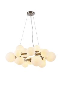 Cisko Circular Pendant, 16 x G9, Satin Nickel, Opal Glass