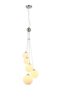 Cisko Pendant, 5 x G9, Satin Nickel, Opal Glass