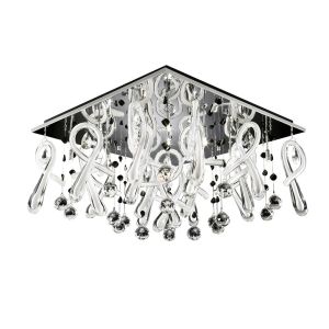 Class Ceiling Square 20 Light G4 Polished Chrome/White Glass/Crystal
