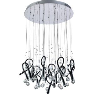 Class Pendant Round 20 Light G4 Polished Chrome/Black Glass/Crystal, NOT LED/CFL Compatible