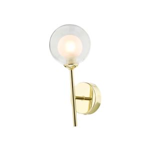 Cohen 1 Light G9 Polished Gold Wall Light With Pull Switch C/W Clear & Opal Glass Shade