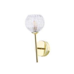 Cohen 1 Light G9 Polished Gold Wall Light With Pull Switch C/W Clear Glass Shade & Inner Wire Detail