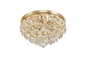 Coniston Flush Ceiling, 3 Light E14, French Gold/Crystal
