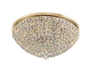 Coniston Flush Ceiling, 15 Light E14, French Gold/Crystal Item Weight: 35.4kg