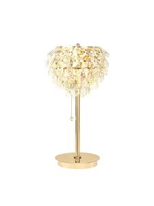 Coniston Table Lamp, 2 Light E14, French Gold/Crystal