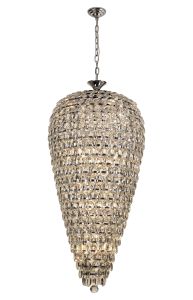 Coniston Tall Acorn Pendant, 20 Light E14, Polished Chrome/Crystal, Item Weight: 48.30kg