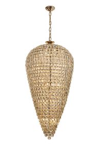 Coniston Tall Acorn Pendant, 30 Light E14, French Gold/Crystal, Item Weight: 84.10kg