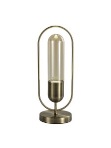 Corston Table Lamp, 1 x 7W LED, 4000K, 790lm, Antique Brass/Amber, 3yrs Warranty