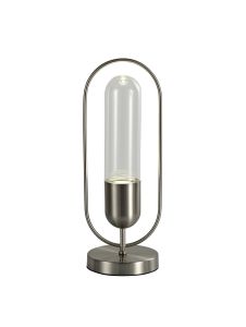 Corston Table Lamp, 1 x 7W LED, 4000K, 790lm, Satin Nickel/Clear, 3yrs Warranty
