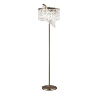 Cortina Floor Lamp 6 Light G9 Antique Brass/Crystal