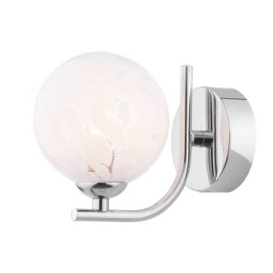 Cradle 1 Light G9 Polished Chrome Wall Light With Pull Switch C/W White Confetti Glass Shade