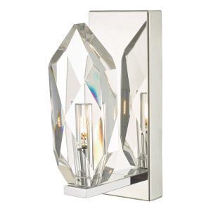 Crystal 1 Light G4 Polished Chrome Wall Light With Faceted Rock Crystal
