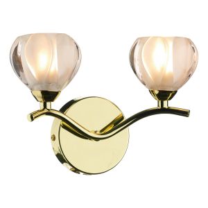 Cynthia Double Wall Light Brass/Clear Glass Finish Switched