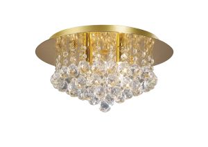 Dahlia Flush Ceiling, 35cm Round, 4 Light G9 Crystal French Gold