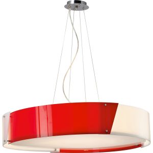 Dakota Pendant 8 Light E27 Polished Chrome/Red & White Acrylic