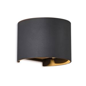Davos Round Wall Lamp, 2 x 6W LED, 4000K, 1100lm, IP54, Anthracite, 3yrs Warranty