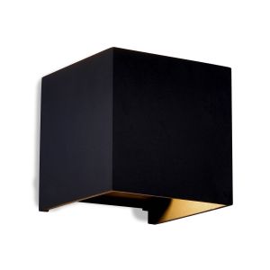 Davos Square Wall Lamp, 2 x 6W LED, 4000K, 1100lm, IP54, Sand Black, 3yrs Warranty