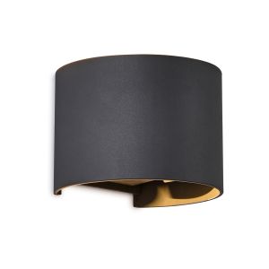 Davos Round Wall Lamp Dimmable, 2 x 6W LED, 2700K, 1100lm, IP54, Anthracite, 3yrs Warranty