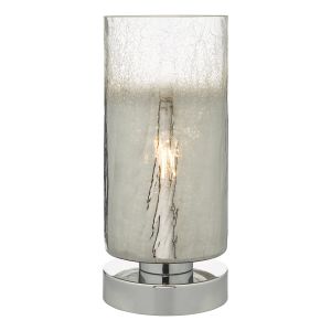 Deena 1 Light E14 Polished ChromeTouch Table Lamp With Crackle Glass