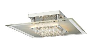 Delmar Flush Ceiling Square 6 Light G9 Polished Chrome/Glass/Crystal