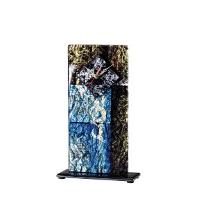 (DH) Delphia Glass Art Clock Brown/Blue/Multi-Colour