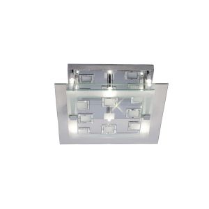 Destello Flush Ceiling Square With Square Pattern 6 Light G9 Polished Chrome/Crystal