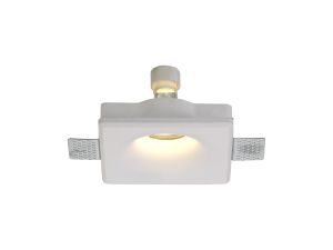 Diana Square Deep Recessed Spotlight, 1 x GU10, White Paintable Gypsum, Cut Out: L:123mmxW:123mm