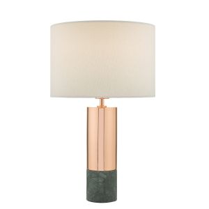 Digby Single Table Lamp Copper & Green With Shade Finish