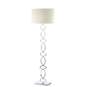 Dooveln 1 Light E14 Polished Chrome Floor Lamp With Inline Foot Switch C/W Creal Oval Faux Silk Shade