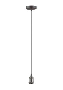 Dreifa 1.5m Suspension Kit 1 Light Gun Metal/Black Braided Cable, E27 Max 20W, c/w Ceiling Bracket (Maximum Load 1.5kg)