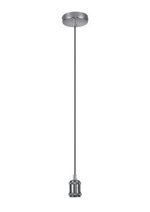 Dreifa 10cm 1.5m Suspension Kit 1 Light Satin Nickel/Black Braided Cable, E27 Max 20W, c/w Ceiling Bracket (Maximum Load 1.5kg)