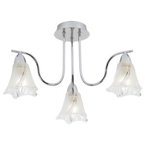 Endon EARL-3CH 3 Light Ceiling Fitting In Chrome With Glass Shades 5 Light In Chrome