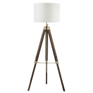 Easel 1 Light E27 Height Adjustable Tripod Floor Lamp Dark Wood With Antique Brass (Base Only)