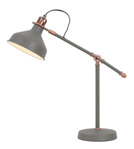 Edessa Adjustable Table Lamp, 1 x E27, Sand Grey/Copper/White