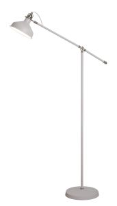 Edessa Adjustable Floor Lamp, 1 x E27, Sand White/Satin Nickel/White