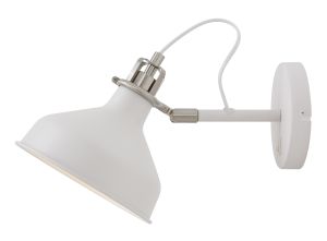Edessa Adjustable Wall Lamp Switched, 1 x E27, Sand White/Satin Nickel/White