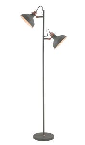 Edessa Floor Lamp, 2 x E27, Sand Grey/Copper/White
