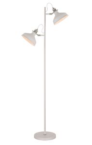 Edessa Floor Lamp, 2 x E27, Sand White/Satin Nickel/White