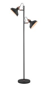 Edessa Floor Lamp, 2 x E27, Graphite/Copper/White