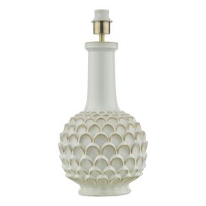 Edlyn 1 Light E27 White Reactive Glaze With Antique Brass Detail With Inline Switch (Base Only)