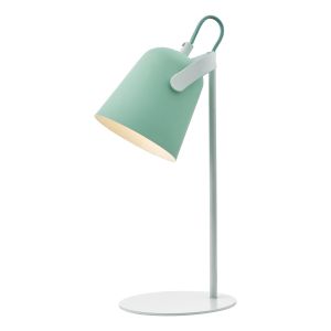 Effie 1 Light E14 White Desk Table Lamp With A pale Green Adjustable Head With Inline Switch