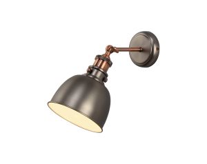 Elda Adjustable Wall Lamp, 1 x E27, Antique Silver/Copper/White