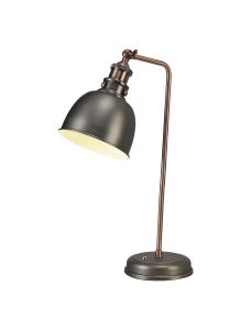 Elda Adjustable Table Lamp, 1 x E27, Antique Silver/Copper/White