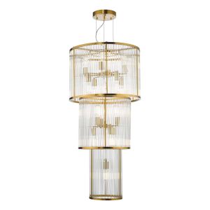 Eleanor 15 Light E27 Adjustable Pendant Natural Brass with Glass Finish