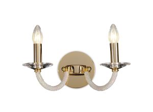 Elena Wall Lamp Switched 2 Light E14 Gold/Crystal