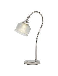 Elisha Table Lamp 1 Light E27 Polished Nickel/Prismatic Glass