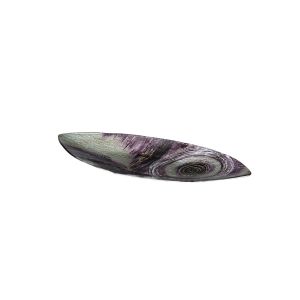 (DH) Elvira Glass Art Boat Platter Oval Large Silver/Black/Purple
