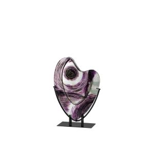 (DH) Elvira Glass Art Vase With Stand Silver/Black/Purple